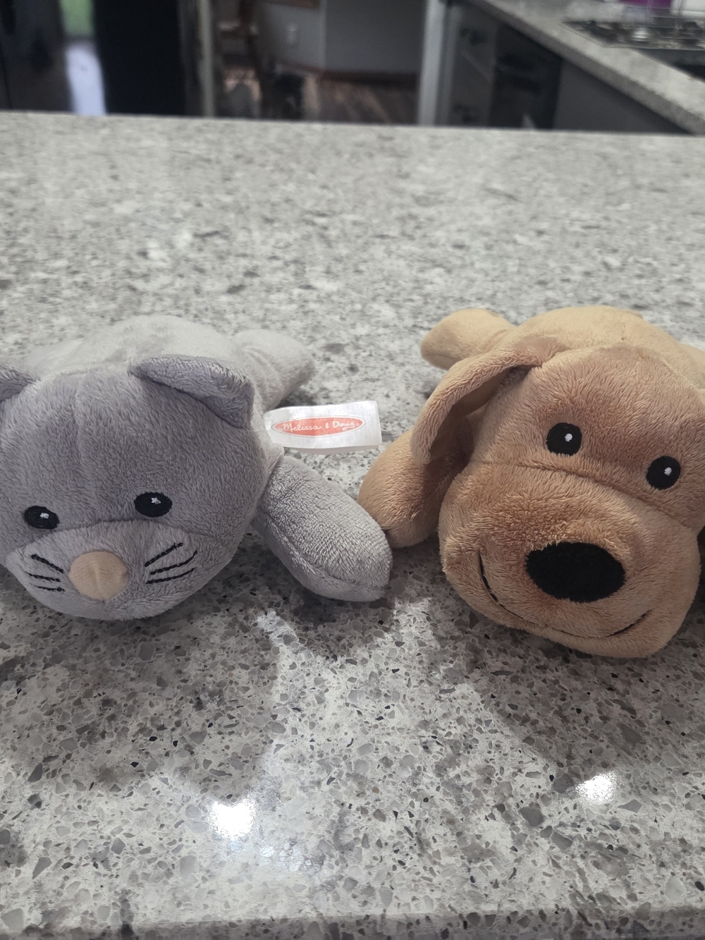 Melissa & Doug Plush Gray Kitten Cat Brown Puppy Dog Lot Of 2 Loveys 8”